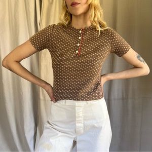 Vintage 70s Henley Knit T-Shirt